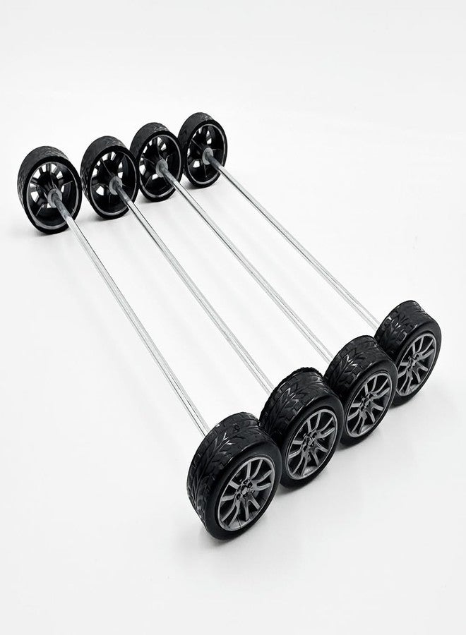 URIMPAVIDO 20PCS Small Toy Car Wheel 16mm Model Car Mini Rubber Tire Wheels with 10PCS Shaft Round Rod Axles for DIY Model Toy RC Car Truck Robot Building Accessories (Silver 2x16mm) - Image 2